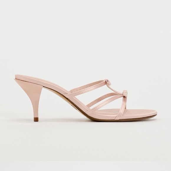 Zara heeled sandals with bow Light pink NWT - Picture 5 of 9